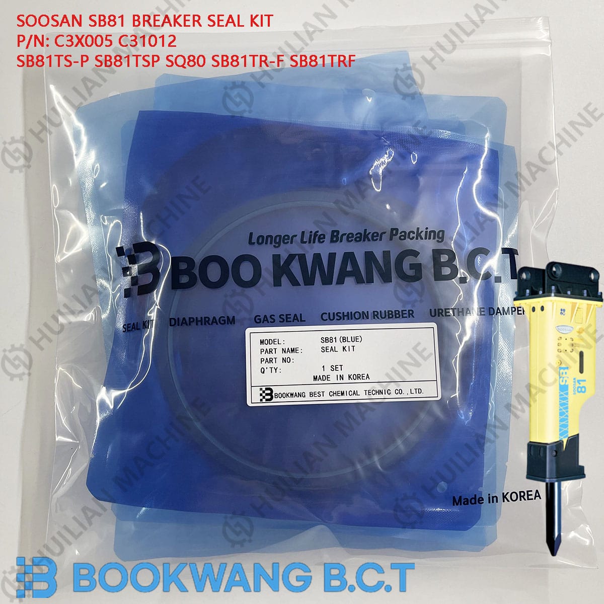 SB81 excavator attachment rock breaker bks oil seal kit