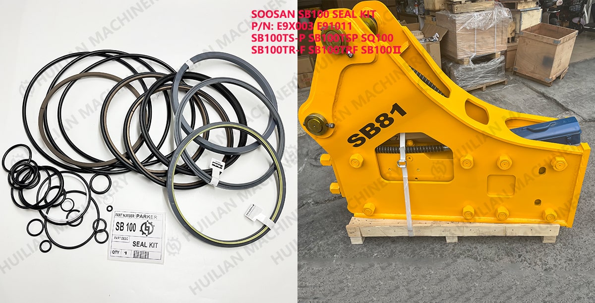 Soosan SB100 hydraulic rock breaker hammer with parker seal kit.