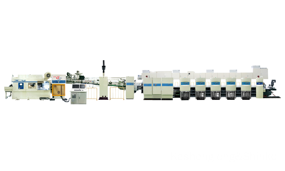 Shinko Super Alpha Flexo Printing Slotting Die Cutting Inline Folding Gluing and Countering Ejectoring Machine Shinko Super Alpha Flexo Printing Slotting Die Cutting Inline Folding Gluing and Countering Ejectoring Machine