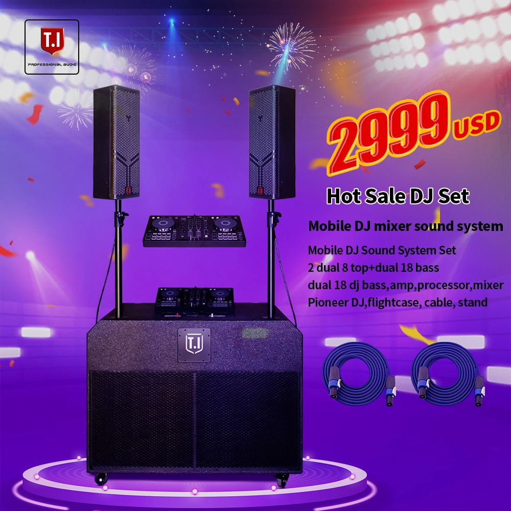 T.I Pro Audio new arrival professional dual 8 inch powered speakers with dj 18 inch subwoofer for show.
