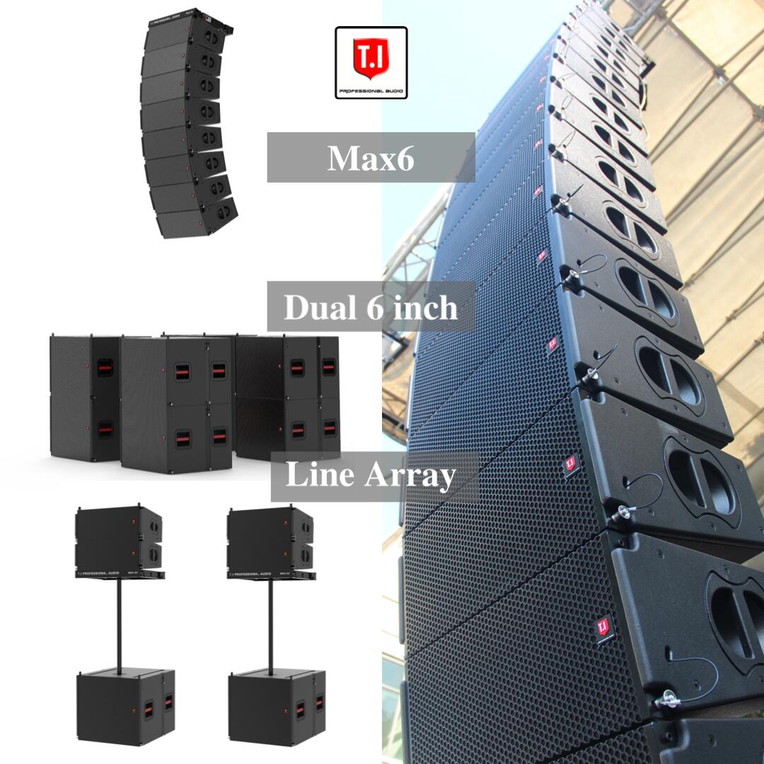 max6 T.I Pro Audio mini waterproof passive line array speakers dual 6.5 inch sound equipment stage speaker for church.