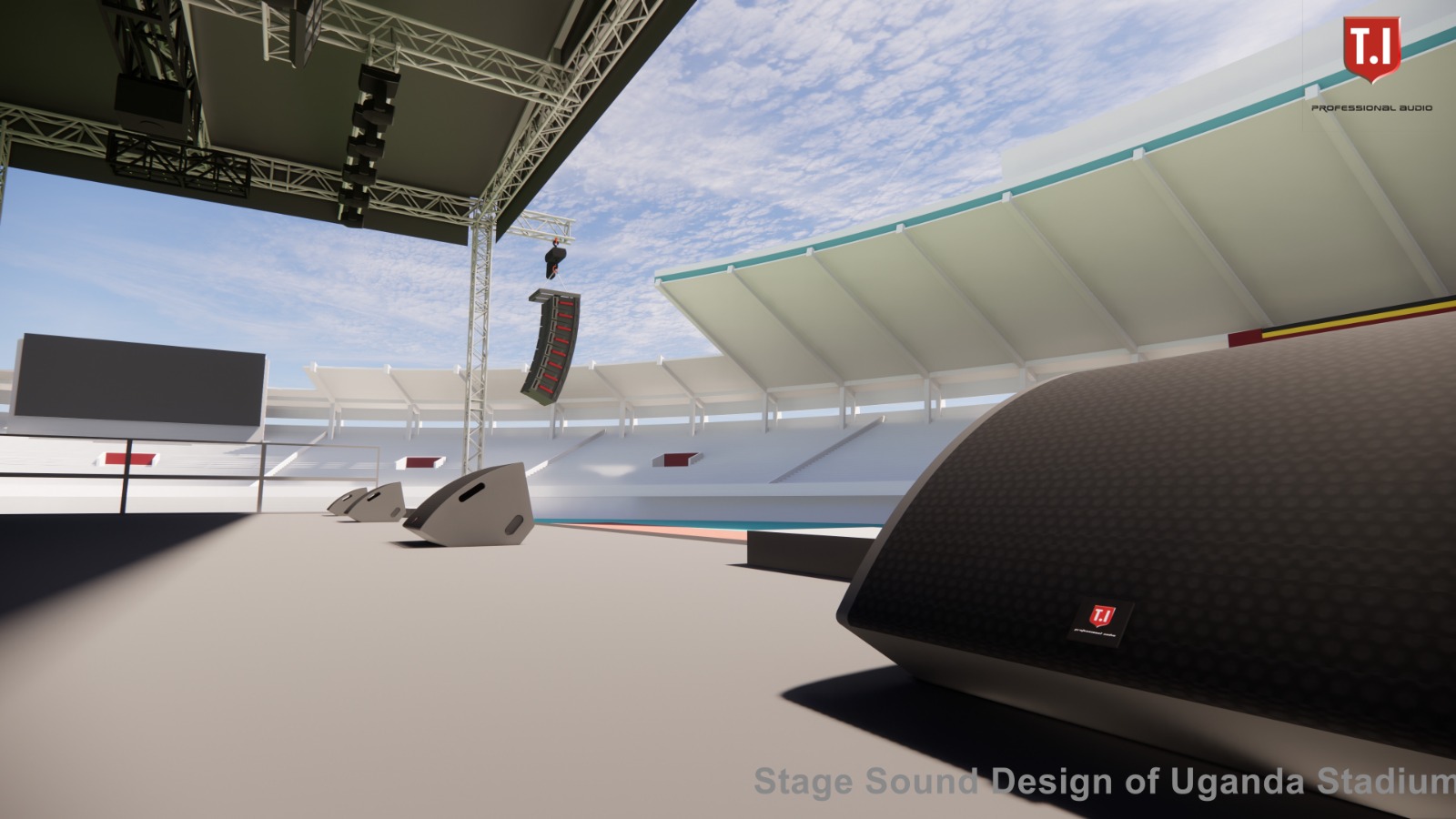 This was design for Uganda Mandela Stadium Design with Stage Sound Design of Uganda Stadium