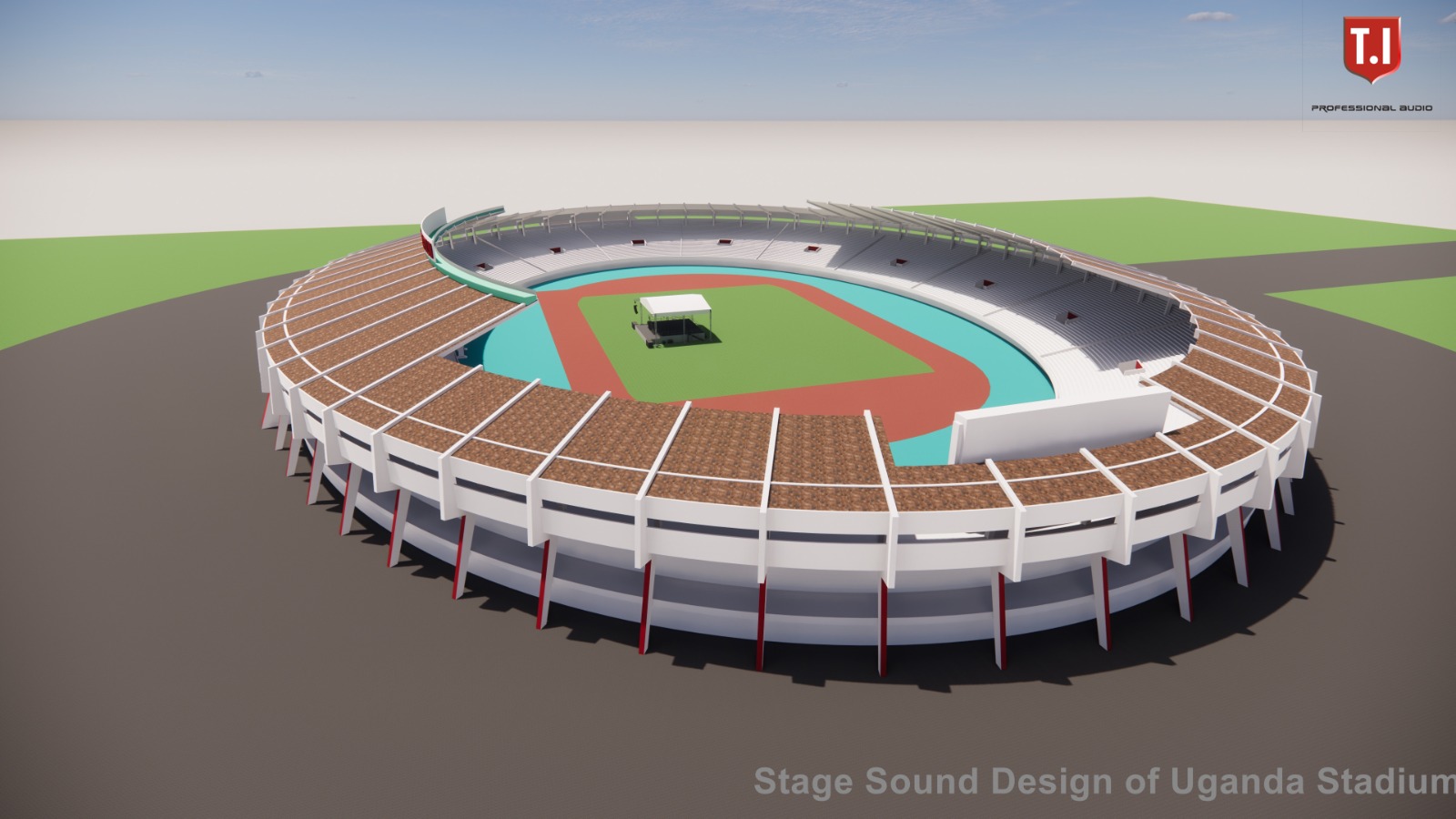 This was design for Uganda Mandela Stadium Design with Stage Sound Design of Uganda Stadium