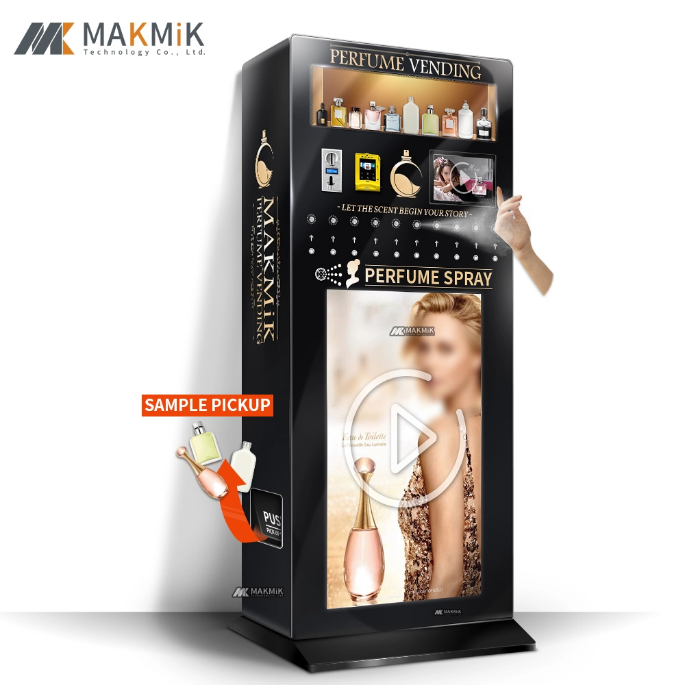 MK-PM-S002-1 Fragrance spray and perfume sample vending machine with digital display.