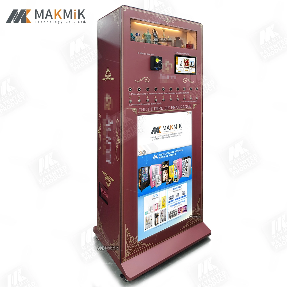 MK-PM-S002-1 Fragrance spray and perfume sample vending machine, a modern, elegant machine.
