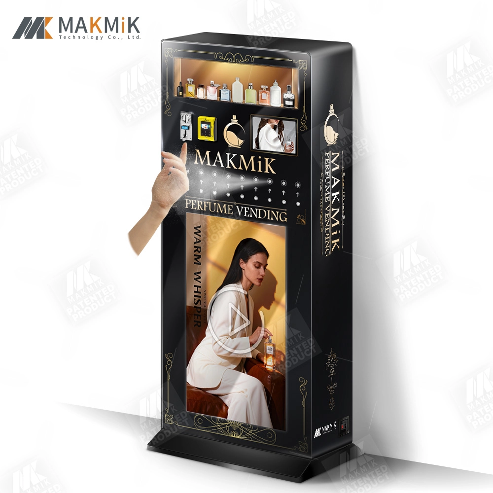 MK-PM-S001-1 Perfume Vending Machine with sleek design and interactive screen for modern retail.