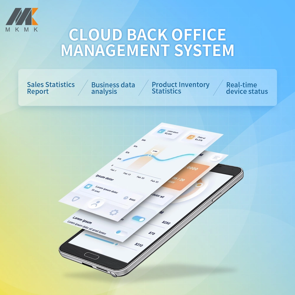 MAKMIK perfume vending machine Cloud back office management system with data analytics on a smartphone.