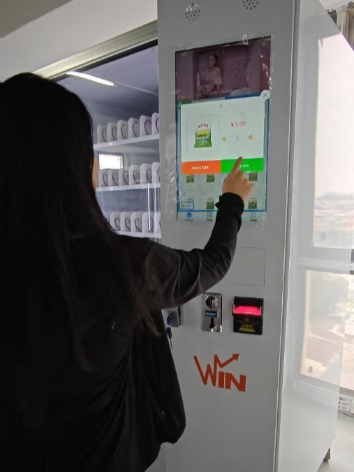 Pre-shipment functional testing of MAKMIK refrigerated vending machines using the touch screen.