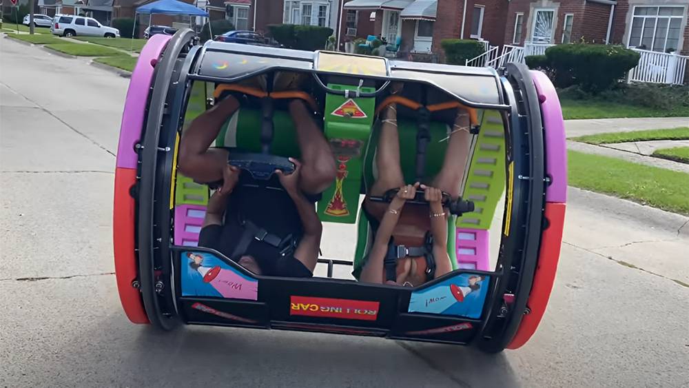 the thrilling moments of the 360 rolling car