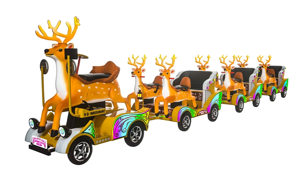 3D model of the customized European Deer Trackless Train designed by Huaqin Amusement for client Shaikha - H.Q.Amusement