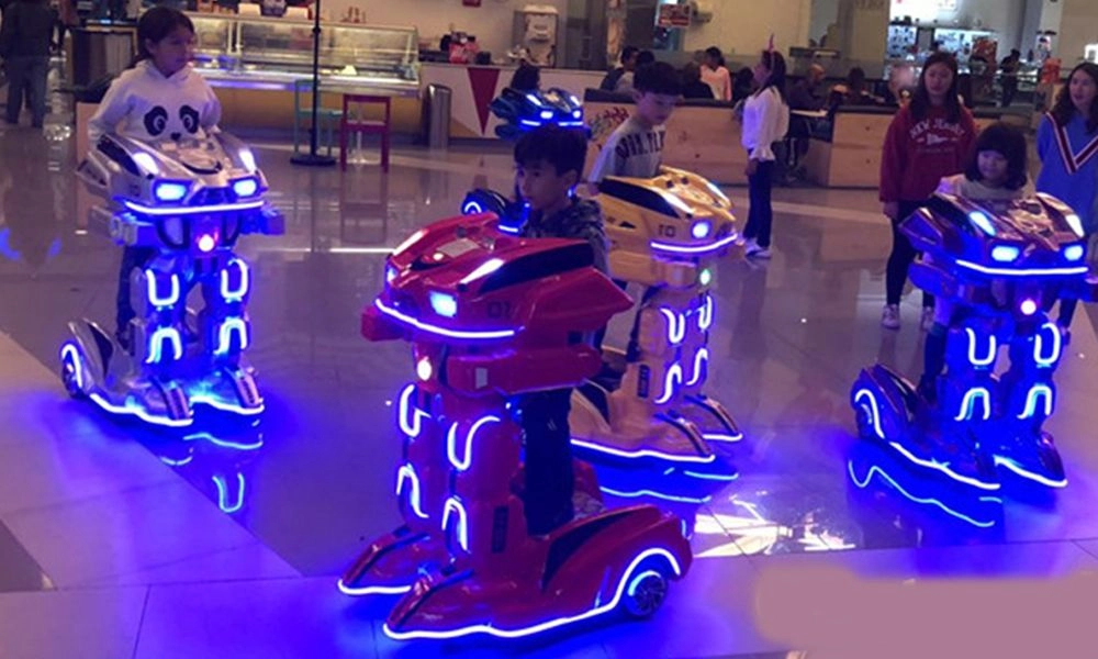 Children riding kiddie armored robot in shopping mall - H.Q.Amusement