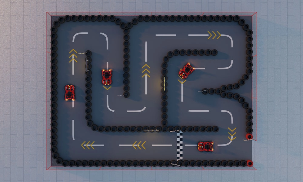300㎡ Go-Kart Track with Tire Barrier Design (1) - H.Q.Amusement