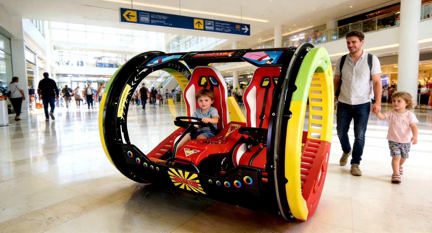 Operating rolling car business in an indoor supermarket