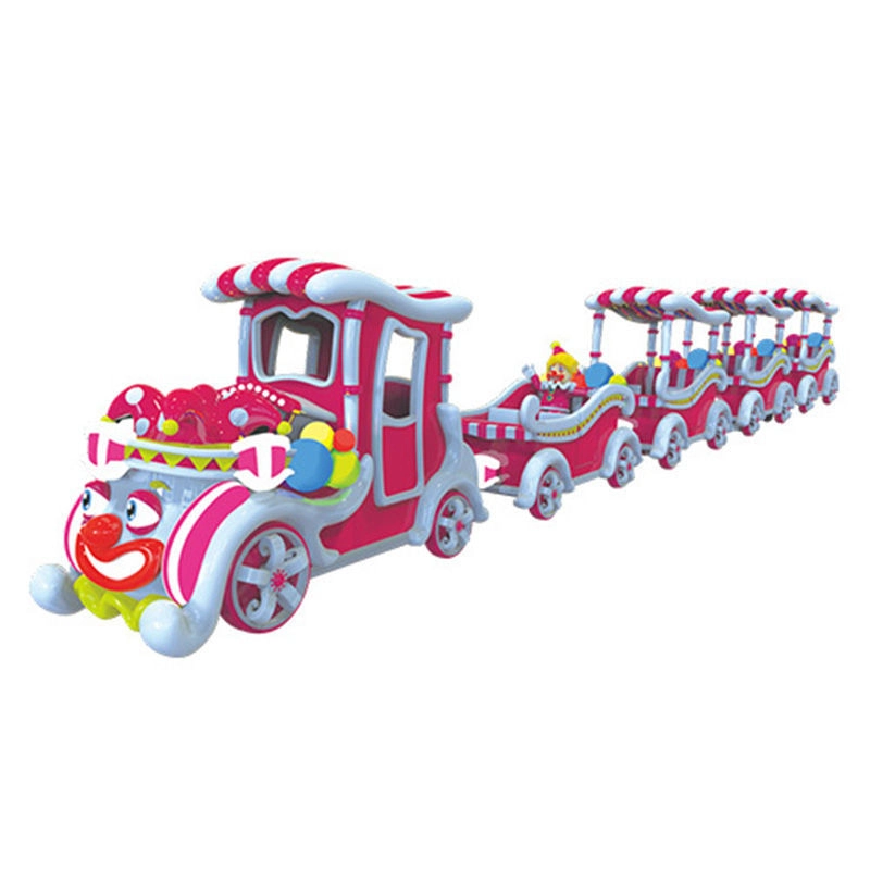 pink and white clown trackless train - H.Q.Amusement