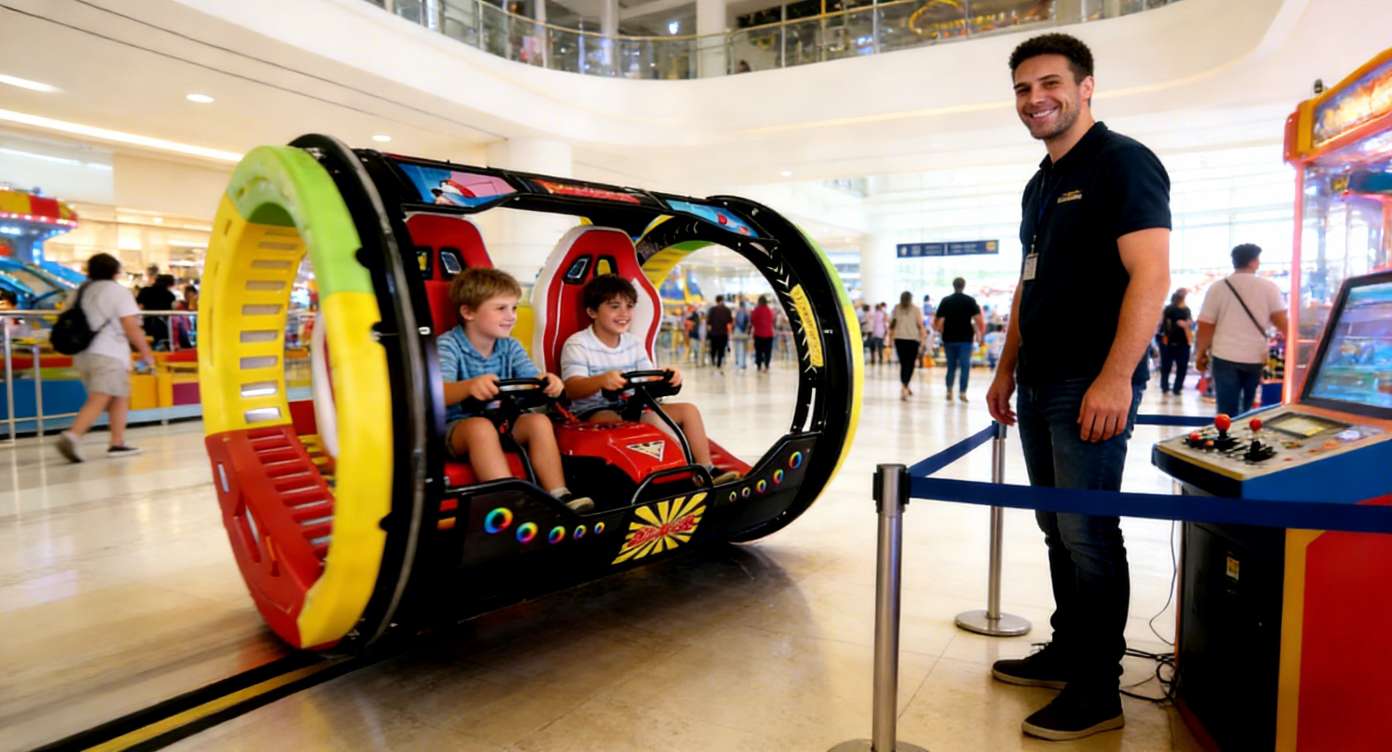 Staff watching 360 rolling car