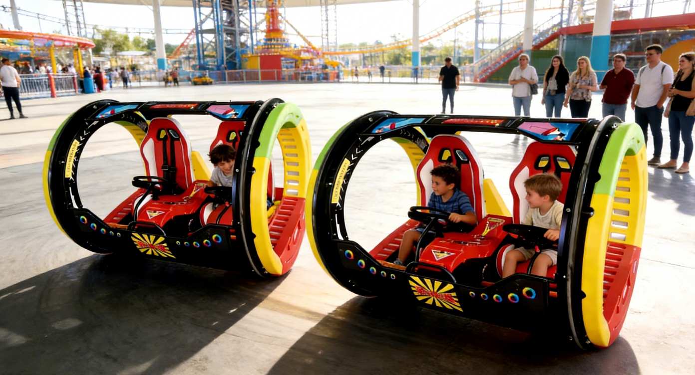 The business of children's rolling car at the amusement park