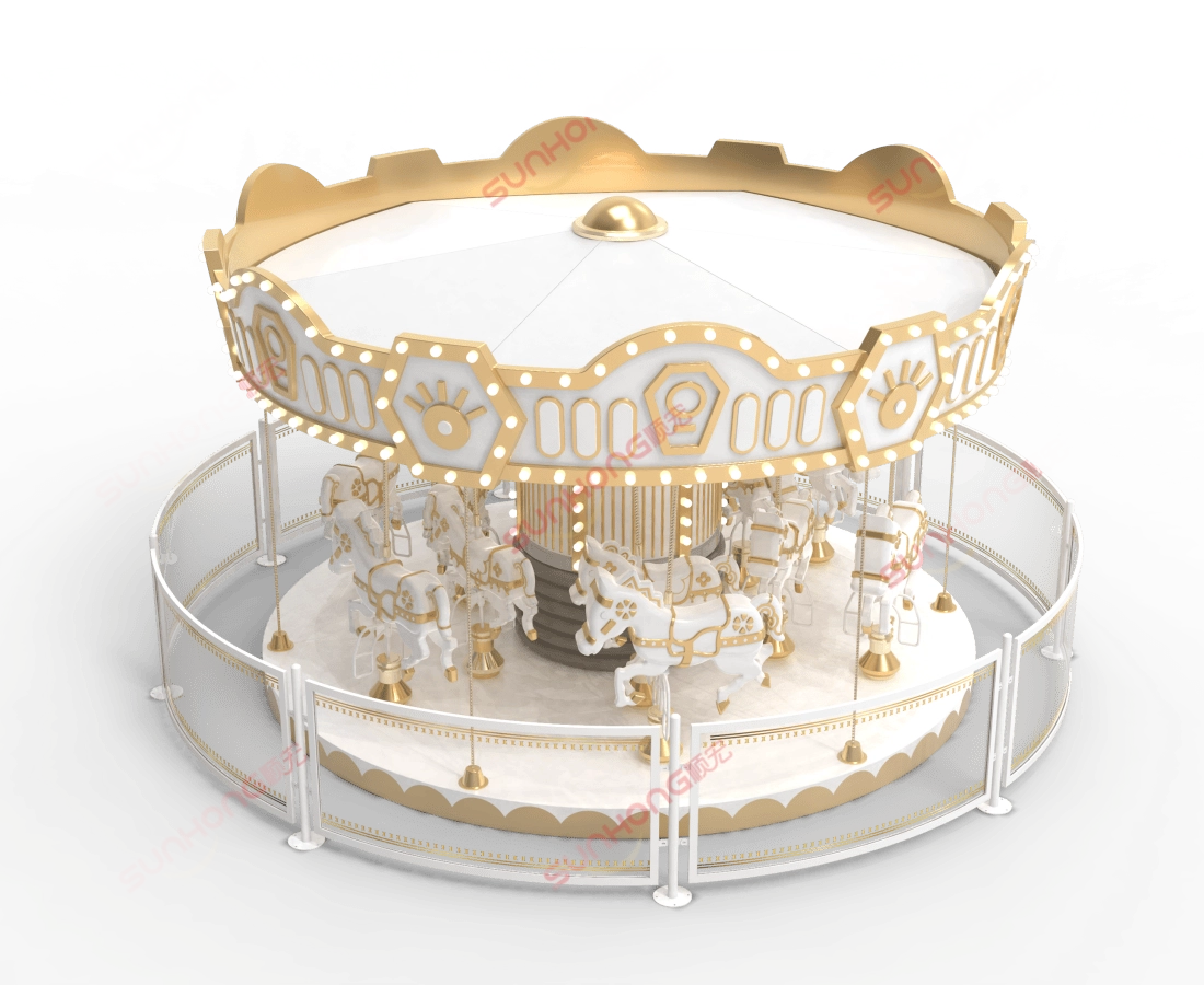 12P Earl Carousel Top View 2 - SUNHONG Image of a 12P Earl Carousel Merry Go Round for Sale. - SUNHONG
