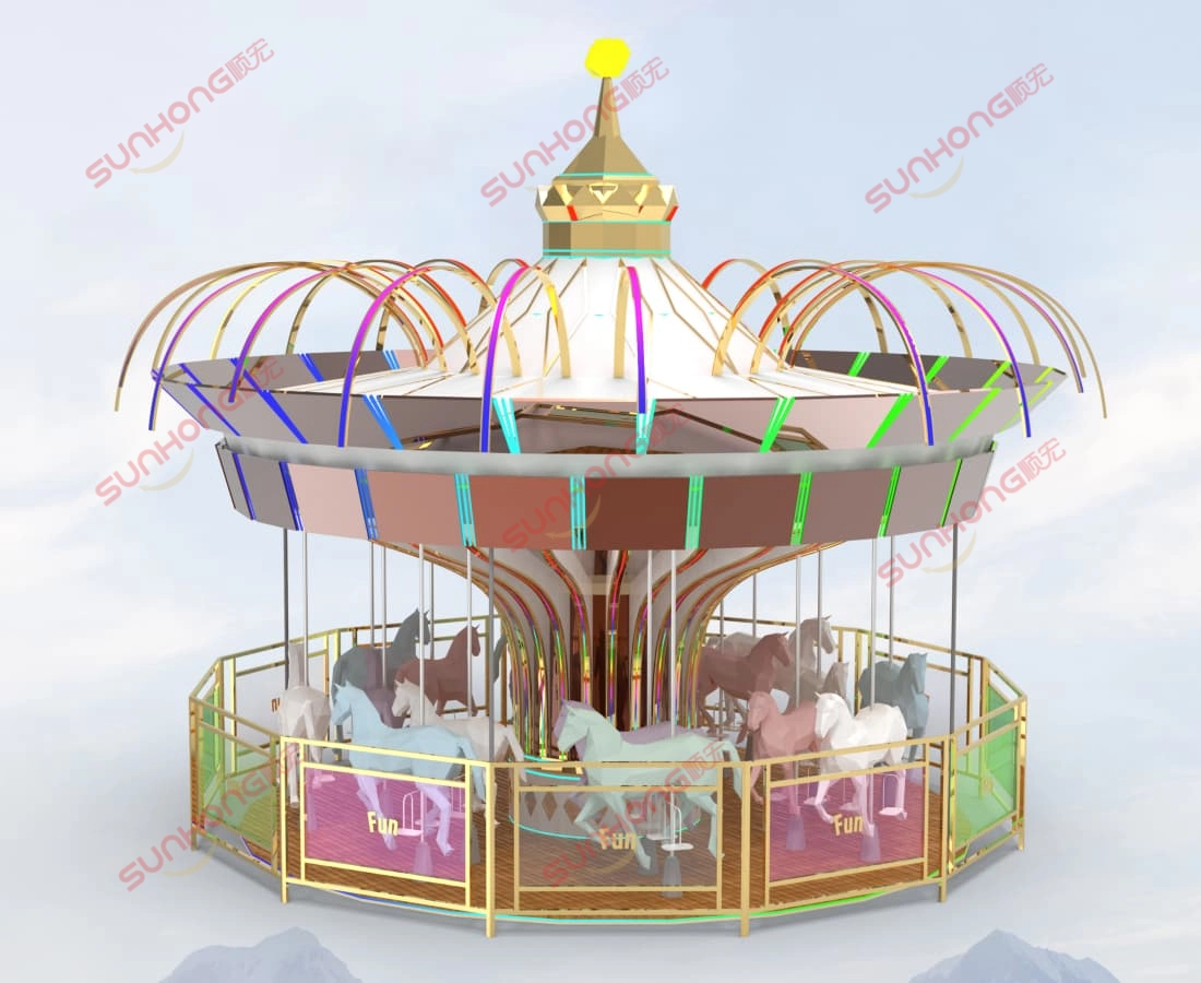 16p-tahun-emas-karusel-depan-3d-putih-bg - SUNHONG Pandangan 3D hadapan Carousel Tahun Emas 16P pada latar belakang putih - SUNHONG