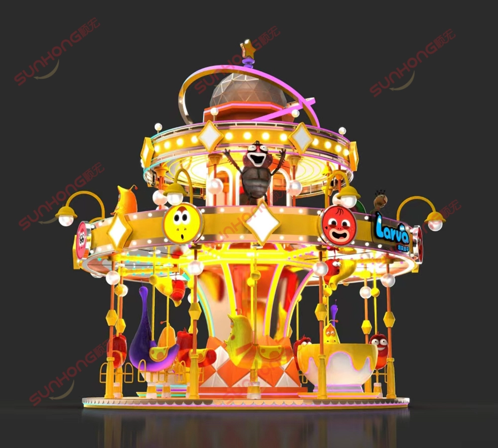Carrusel de dos pisos Larva 16P en venta, vista lateral - SUNHONG