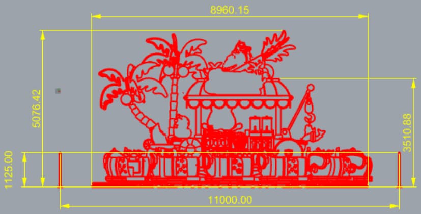 Larva water kiddie roller coaster technical drawing - SUNHONG