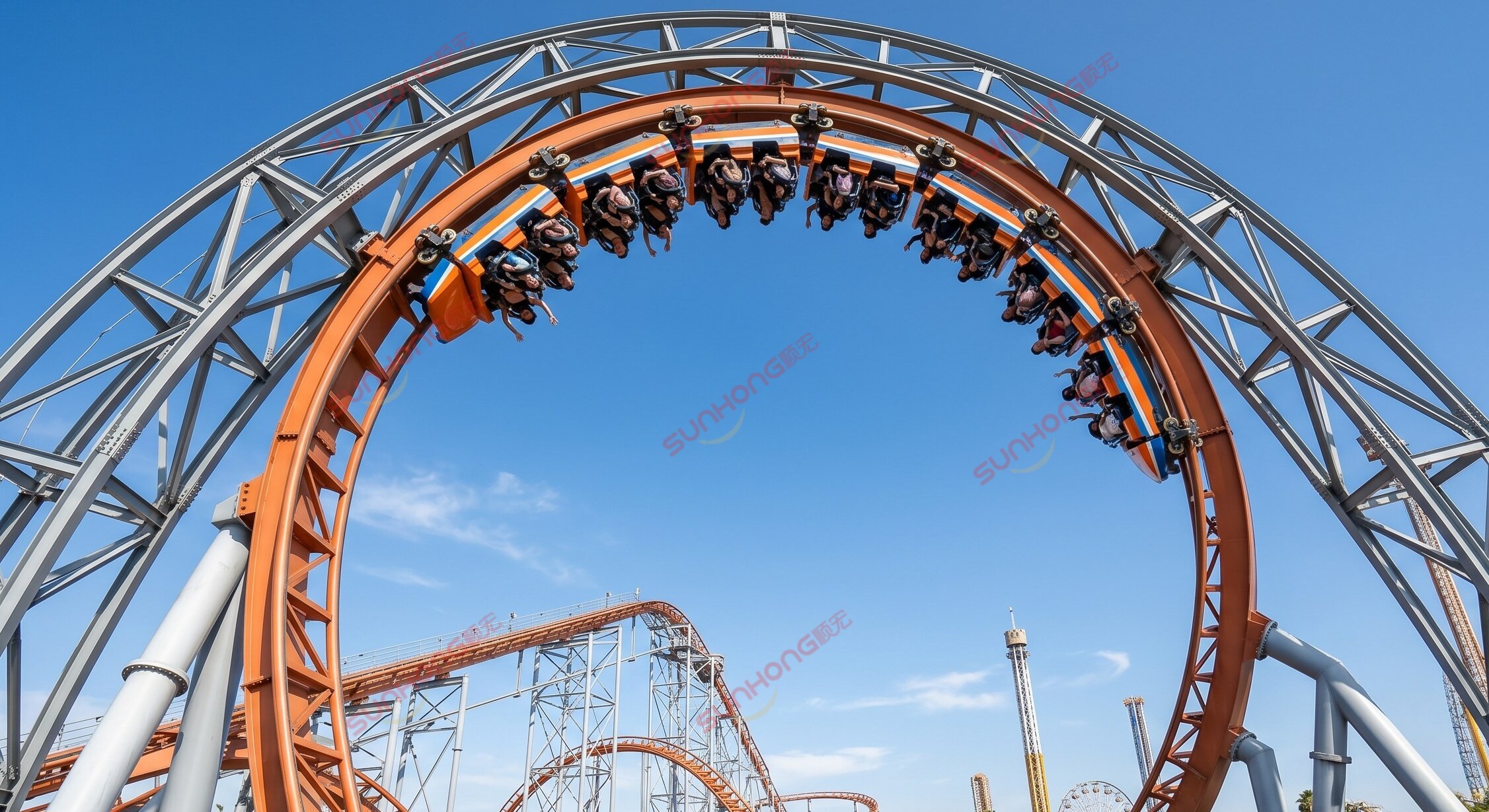 a massive steel roller coaster track a massive steel roller coaster track