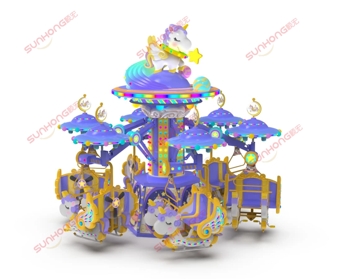 蓝色仙女独角兽骑行3D正面图 - SUNHONG