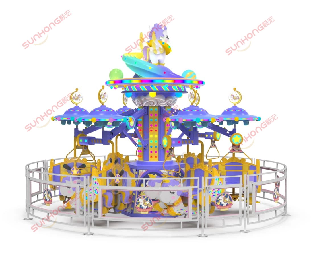 蓝色仙女独角兽骑行 3D 带围栏 - SUNHONG