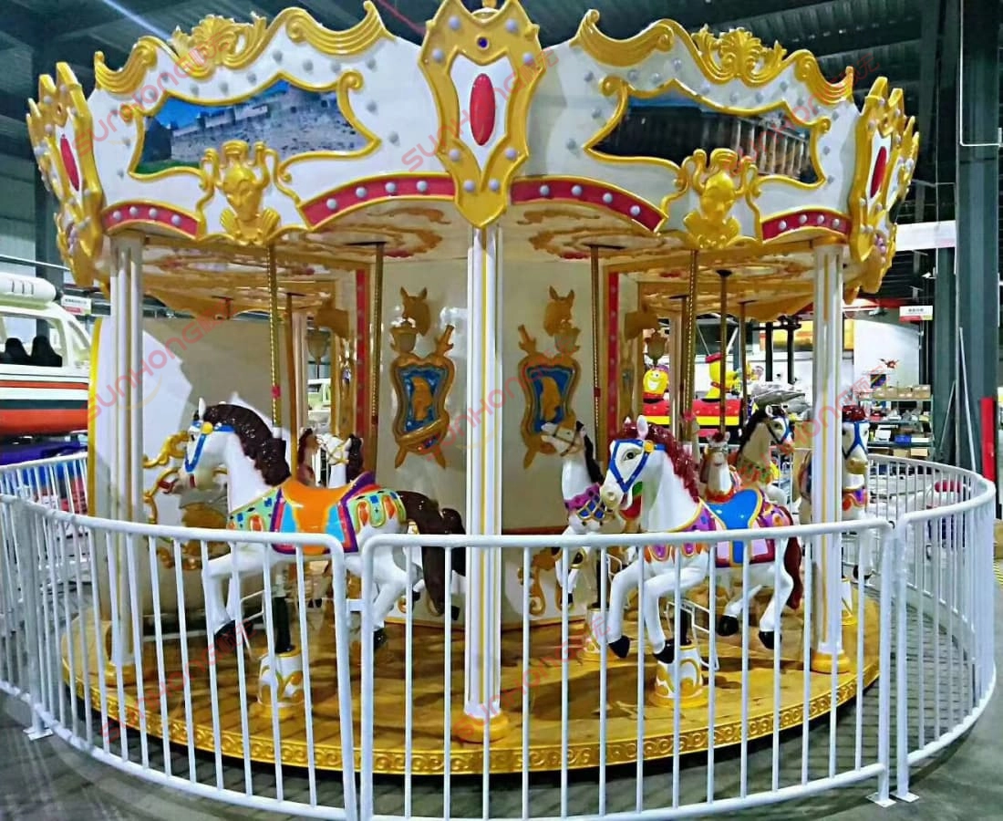 carousel-horse-names-carnival-ride - SUNHONG Various types of carousel horses on a carnival ride, including standing, jumping, and carriage styles - SUNHONG