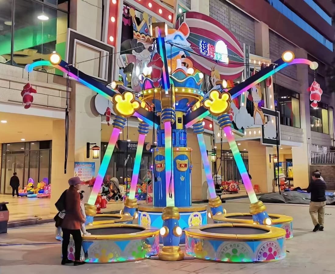 Cat Fishing Trampoline drawing tourist attention at night, bungee jumping trampoline for children - SUNHONG
