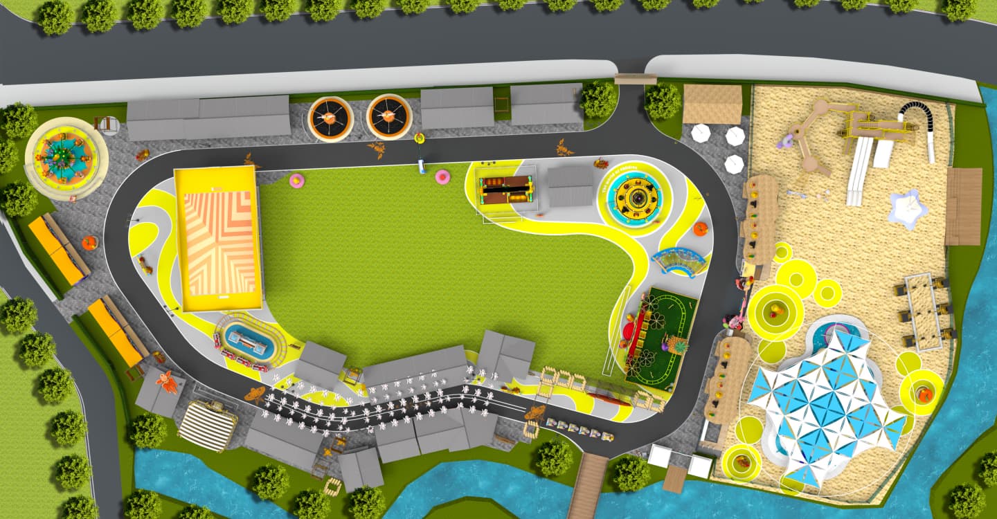 مدينة ثقافية، مدينة لارفا الترفيهية - تصميم ثلاثي الأبعاد، منظر علوي - سونهونغ