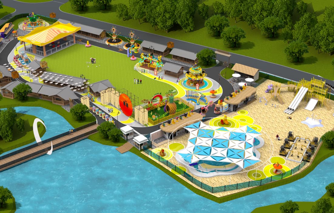 Cultural Town Larva Theme Park CAD Drawing-Right View - SUNHONG