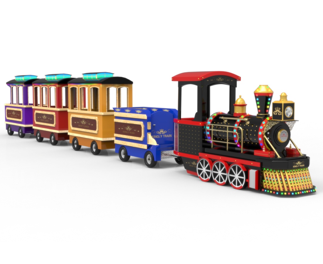 Train électrique sans rail à vendre de la série Kingly, conçu avec des lumières LED et un thème royal