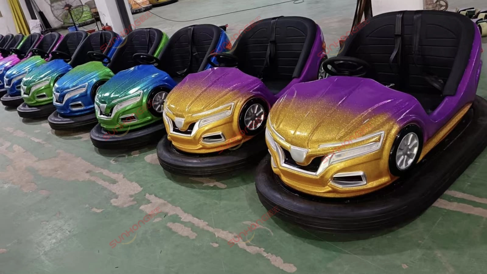 glitter-bumper-cars-for-adults-factory - SUNHONG Glitter paint bumper cars for adults for sale in factory setting - SUNHONG