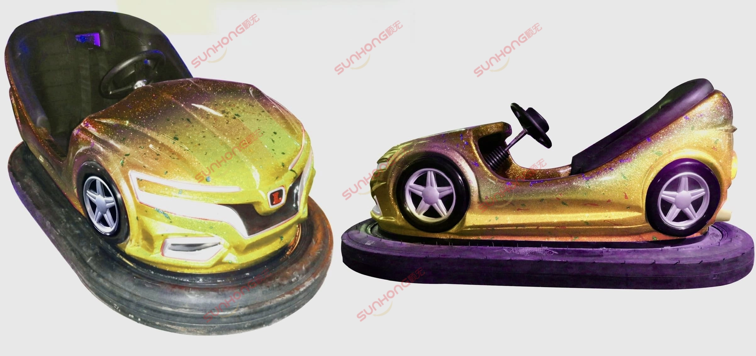 gold-bumper-car-for-adults-for-sale - SUNHONG Golden glitter bumper car for adults with sporty design - SUNHONG