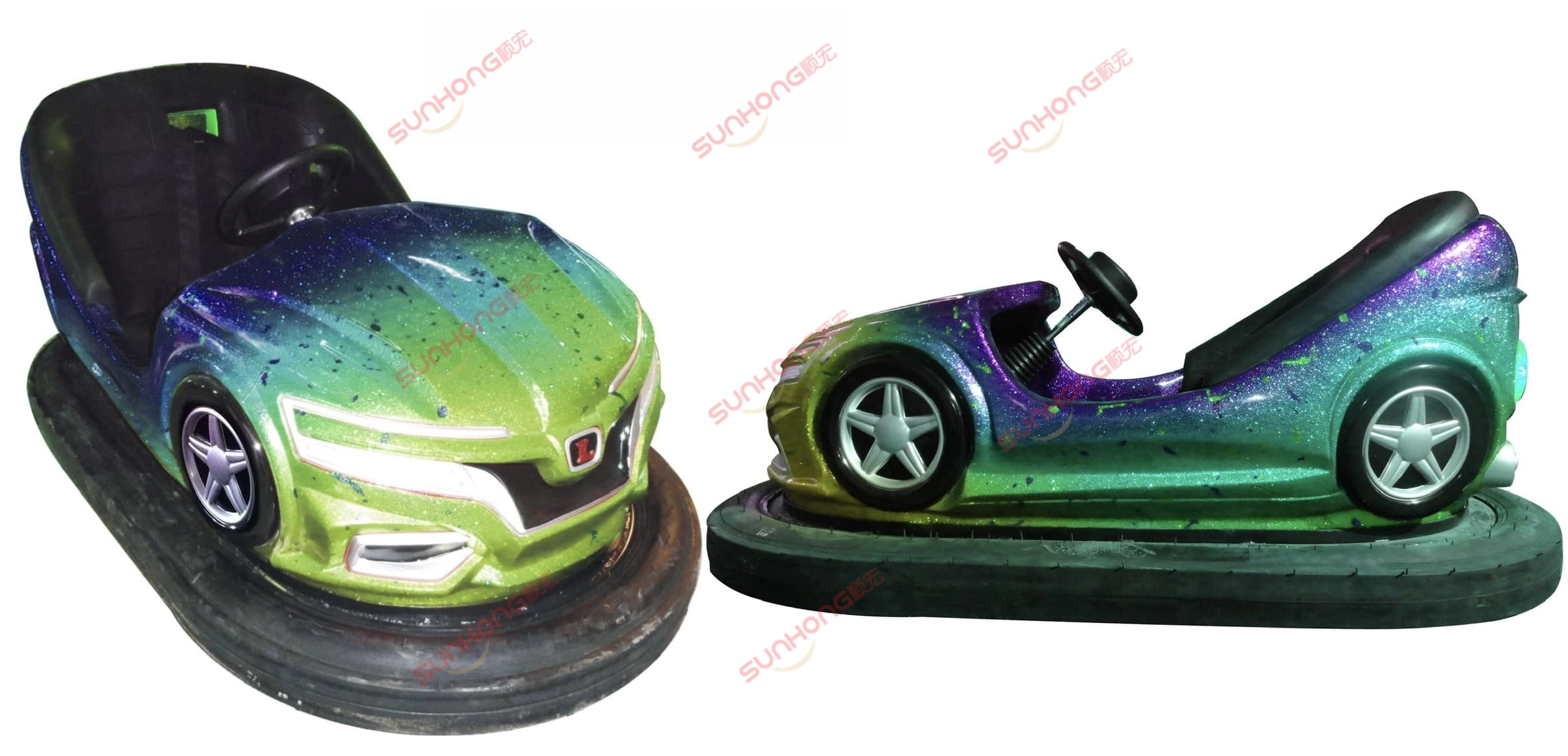 gradient-bumper-car-for-adults-metallic - SUNHONG Gradient green to purple metallic bumper car for adults - SUNHONG