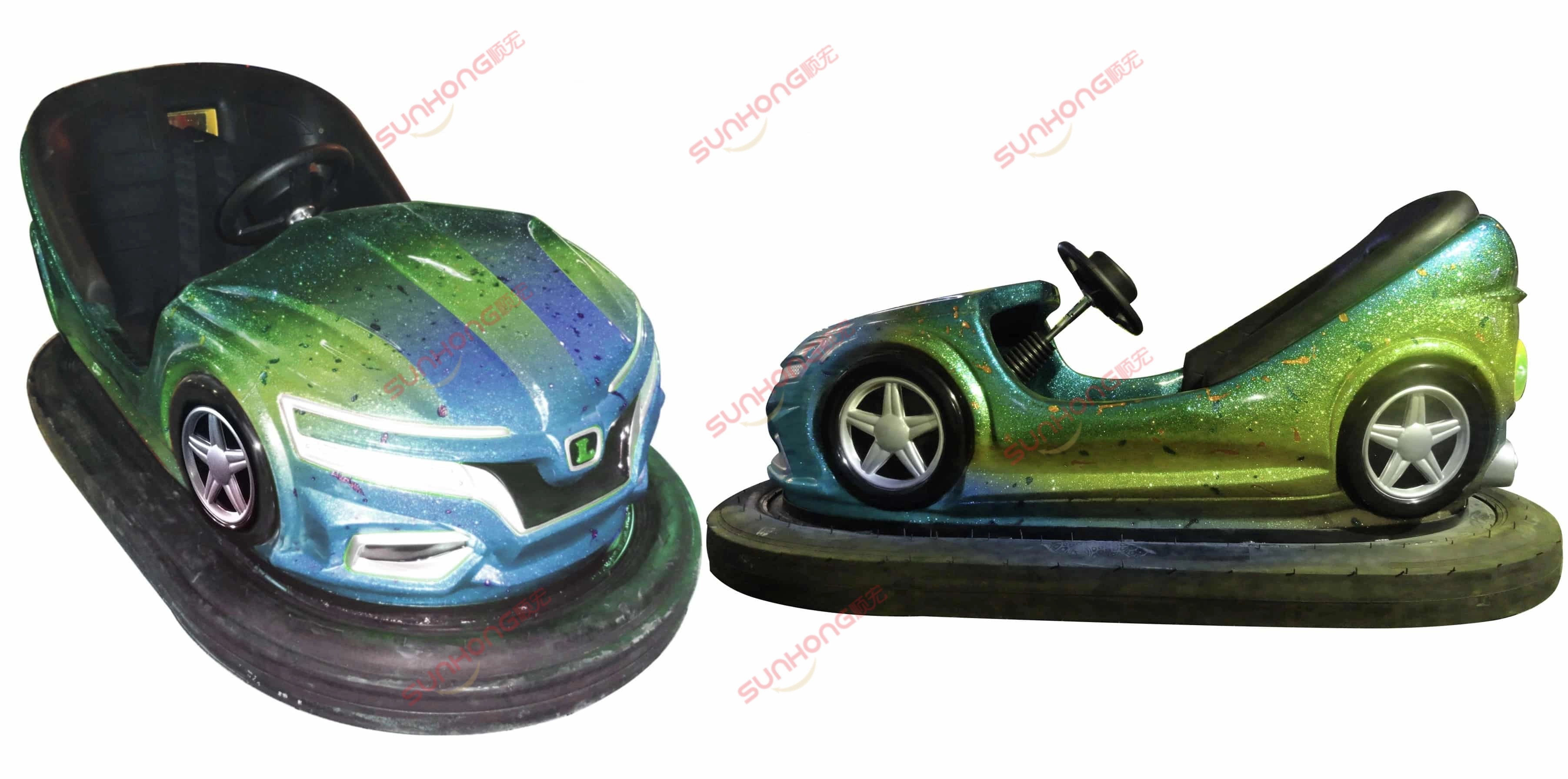 green-blue-bumper-car-for-sale-adults - SUNHONG Green and blue adult bumper car for sale with sparkling color effect - SUNHONG