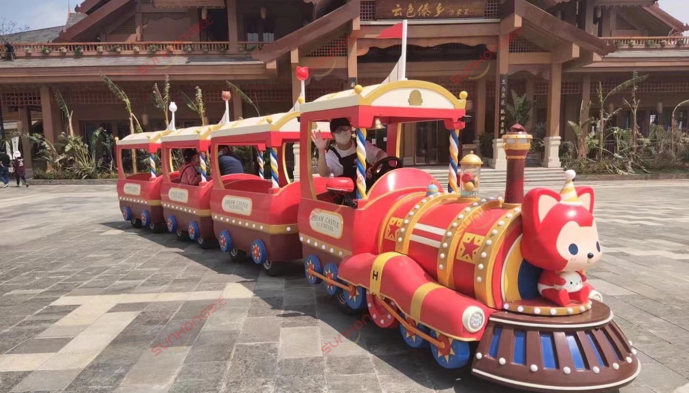 ip-themed-trackless-train - SUNHONG Customized cartoon-themed trackless train for children in a cultural park – part of building themed trackless trains - SUNHONG