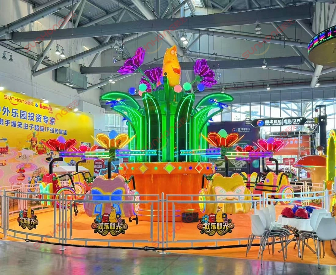 larva-blooms-bounce-ride-exhibition-display - SUNHONG Larva Blooms melantun tunggangan dipamerkan di pameran peralatan hiburan AAA - SUNHONG