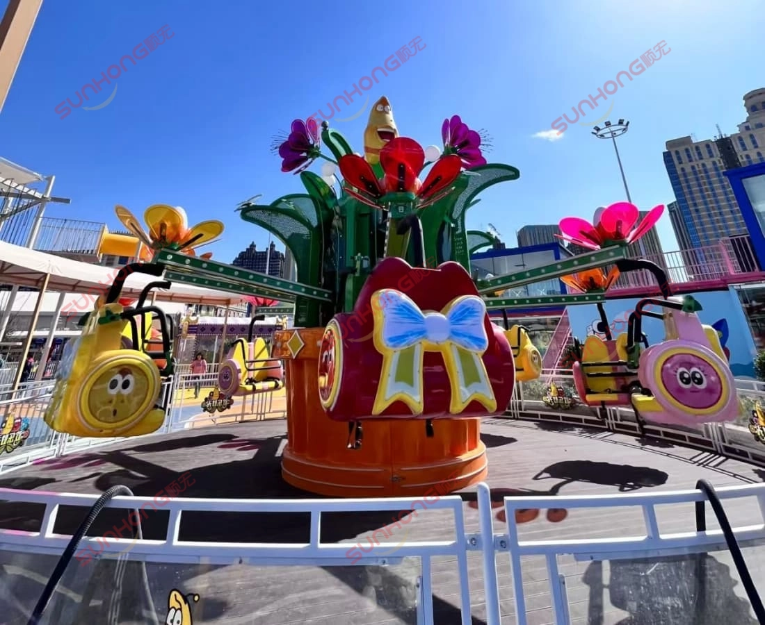 Larva-Blooms-in-Government-Backed-Larva-Park-Project - SUNHONG Amusement park ride flower swing at Government-Backed Larva Park Project, colorful spinning attraction for children - SUNHONG