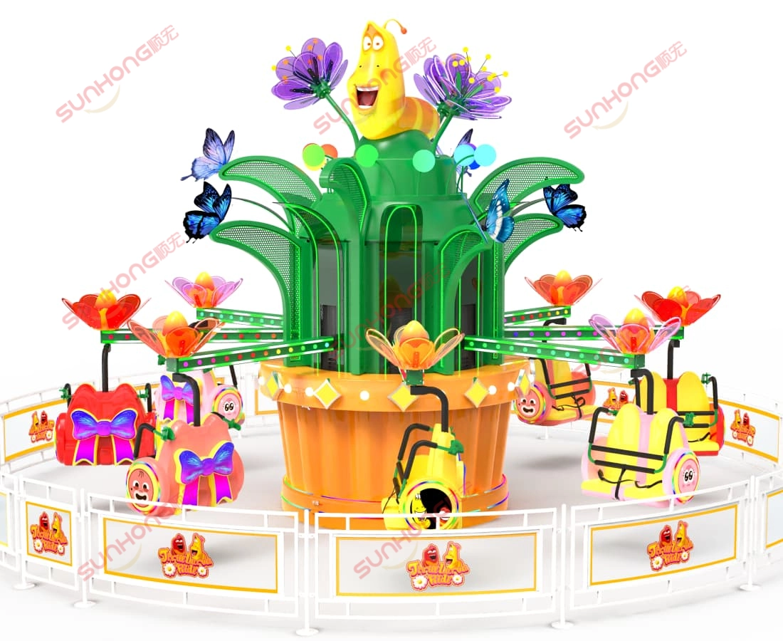 larva-blooms-ride-3d-front-view - SUNHONG Front view 3D rendering of the Larva Blooms amusement ride on a white background. - SUNHONG