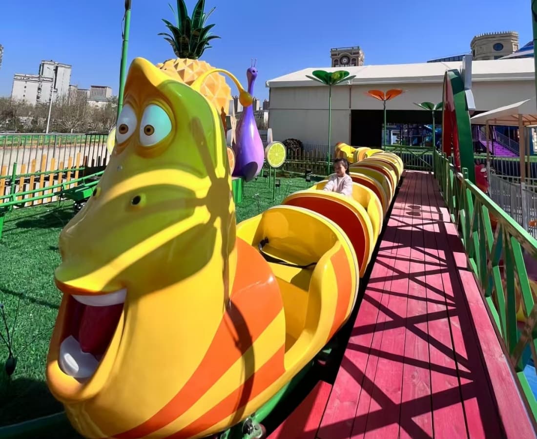 Amusement park ride caterpillar coaster at Government-Backed Larva Park Project, family-friendly mini roller coaster - SUNHONG