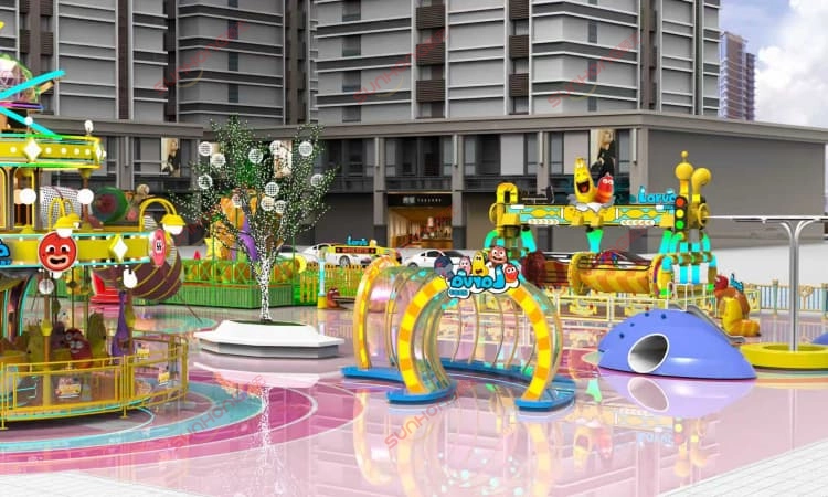 larva-outdoor-community-theme-park-back-view - SUNHONG Back view rendering of Larva Outdoor Community Theme Park — immersive amusement park layout design - SUNHONG
