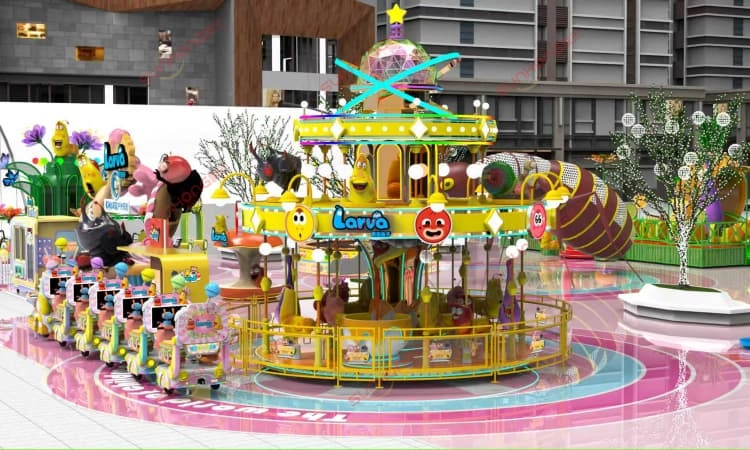 larva-outdoor-community-theme-park-front-right-view.jpg - SUNHONG Front-right perspective rendering of Larva Outdoor Community Theme Park — detailed theme park layout concept. - SUNHONG