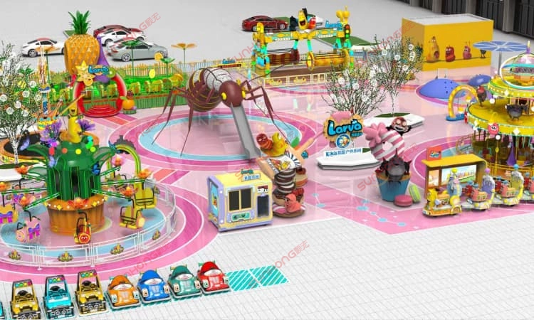 larva-outdoor-community-theme-park-front-view.jpg - SUNHONG Front view rendering of Larva Outdoor Community Theme Park — complete amusement park layout design concept. - SUNHONG