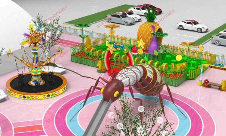 larva-outdoor-community-theme-park-interior-details.jpg - SUNHONG Interior detail rendering of Larva Outdoor Community Theme Park — immersive amusement park experience design. - SUNHONG