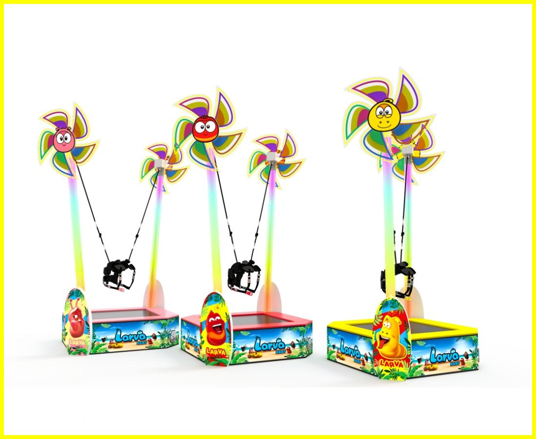 3D rendering of the Larva Pinwheel Trampoline with a white background - SUNHONG