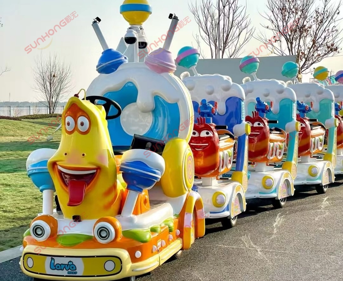 larva-ranger-trackless-train-front-view - SUNHONG Front view of Larva Ranger trackless train ride for kids and families - SUNHONG