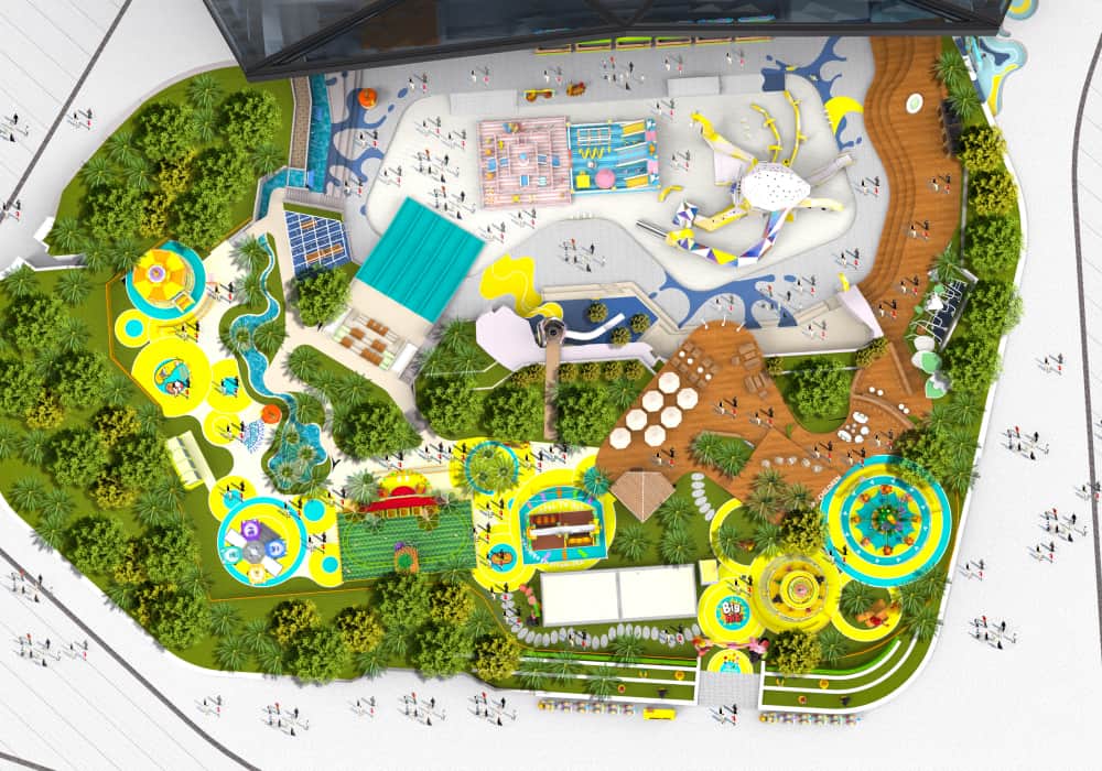Larva-Themed Park Near Stadium CAD Drawing-Top View - SUNHONG