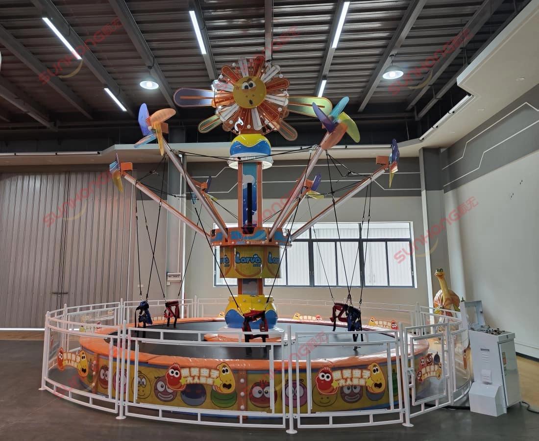 larva-windmill-trampoline-sunhong-installation-test - SUNHONG Larva Windmill Trampoline undergoing testing after installation at SUNHONG’s factory. - SUNHONG