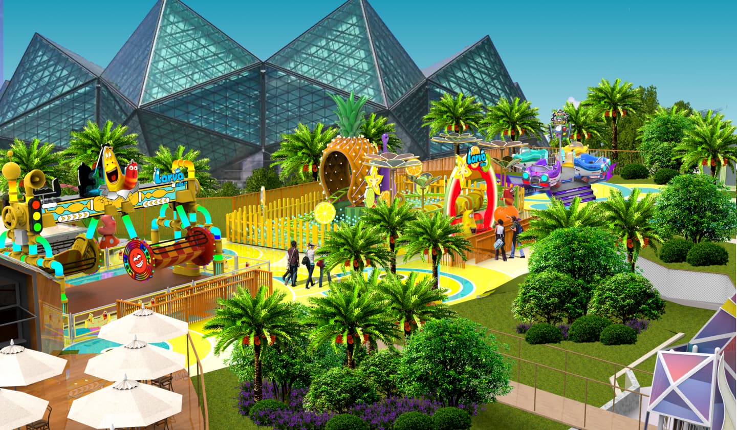 LarvaThemed Park Near Stadium-3D Master Plan-Left View - SUNHONG